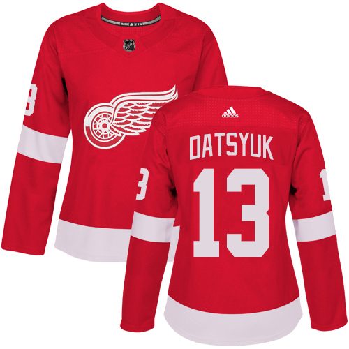 Adidas Detroit Red Wings #13 Pavel Datsyuk Red Home Authentic Women Stitched NHL Jersey